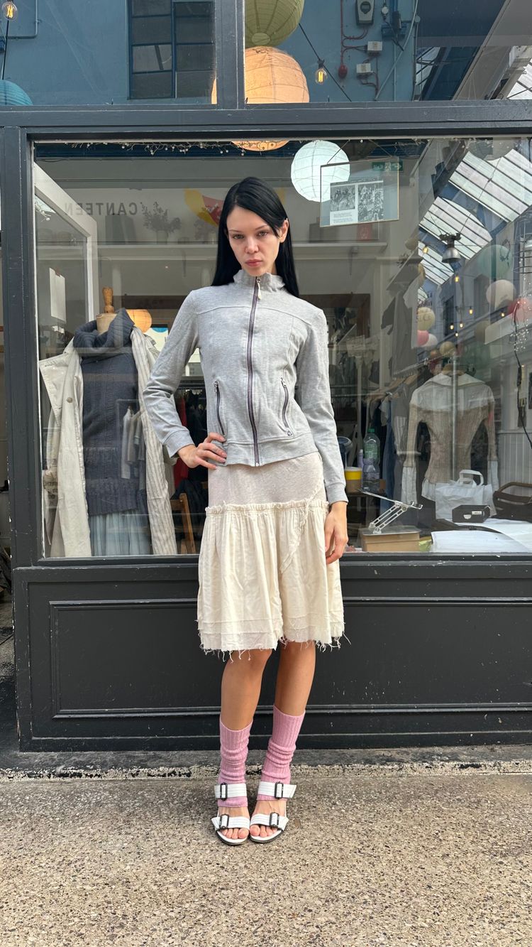 All Saints cream cotton drop waist dress image 4