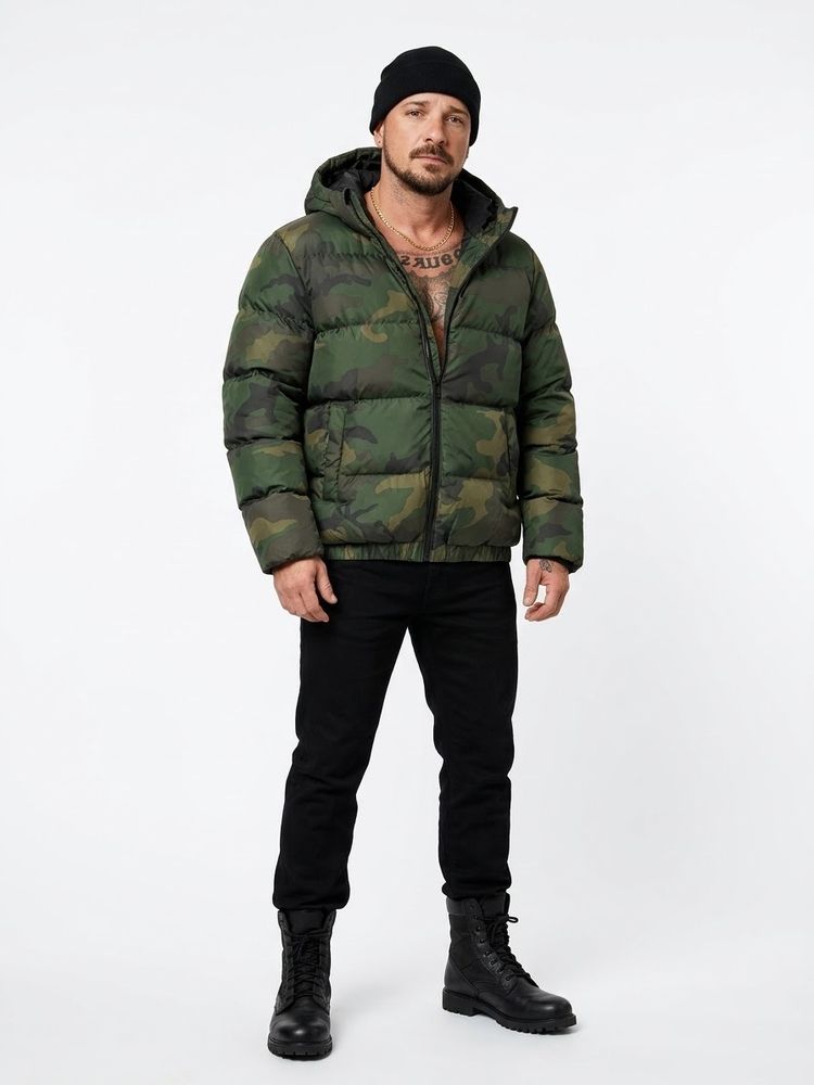 Green Camo Puffer Jacket