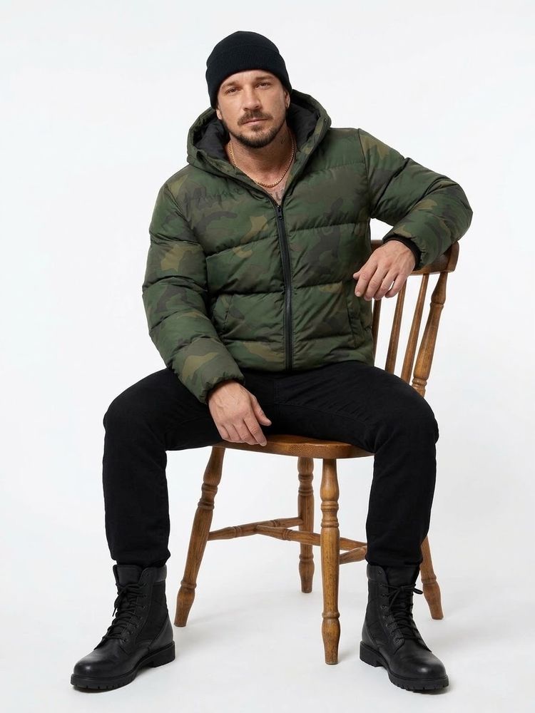 Green Camo Puffer Jacket image 3