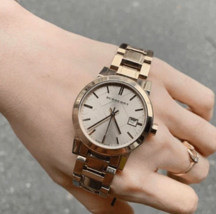 Burberry Women’s Watch Stainless Steel Gold Strap With Gold Dial BU9134 The City 7
