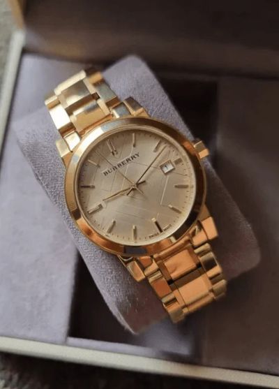 Burberry Women’s Watch Stainless Steel Gold Strap With Gold Dial BU9134 The City 6