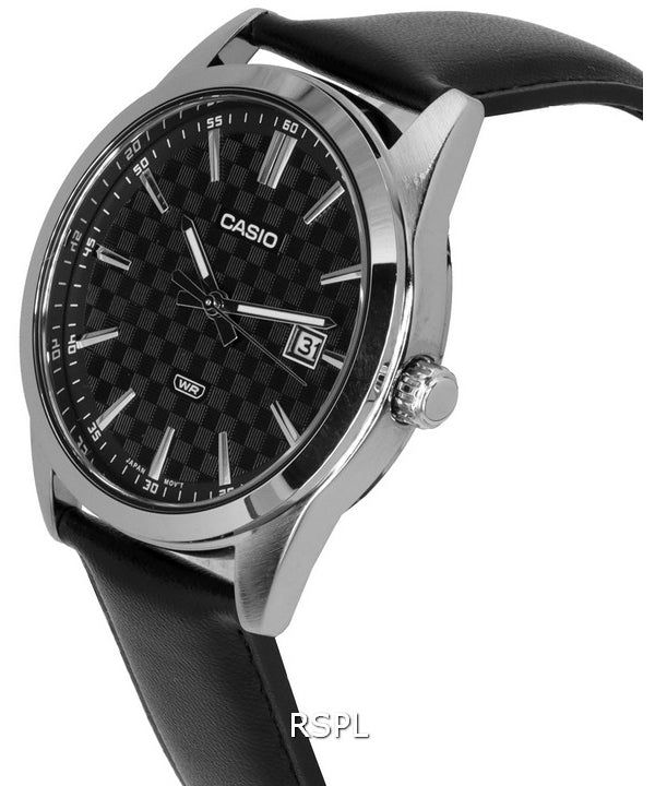 Casio Analog Leather Strap Black Dial Quartz MTP-VD03L-1A MTPVD03L-1 Men's Watch image 3