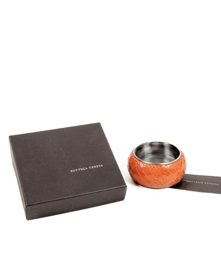 Bottega Veneta Orange Textured Bangle Bracelet
