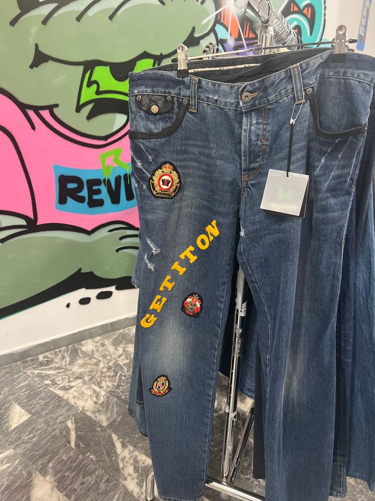 Blue Denim Jeans With Patches Dolce & Gabbana