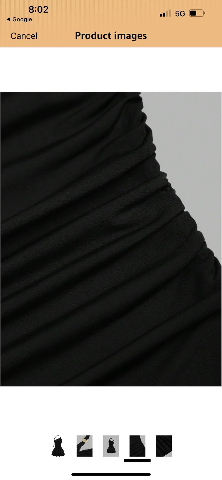 Black Ruched One-Shoulder Dress With Gold Buckle image 8