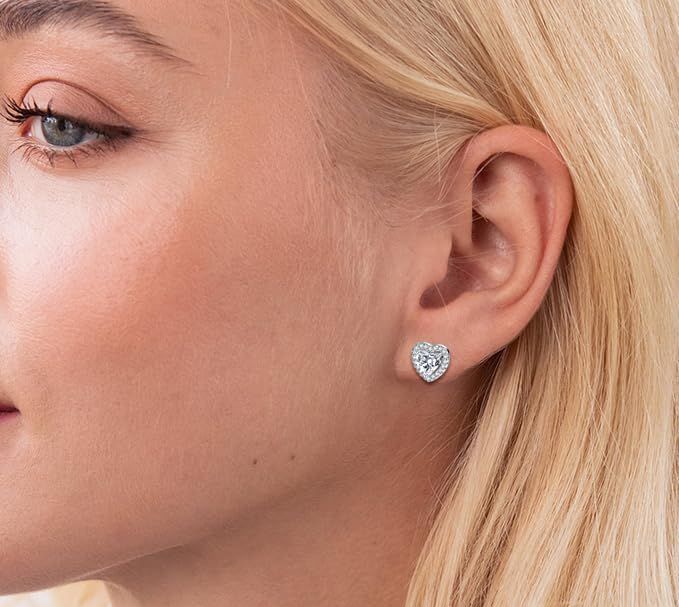 Heart-Shaped Cubic Zirconia Stud Earrings 5
