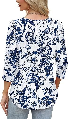 White Blouse With Blue Floral Print image 5