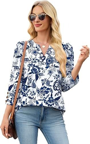 White Blouse With Blue Floral Print image 2