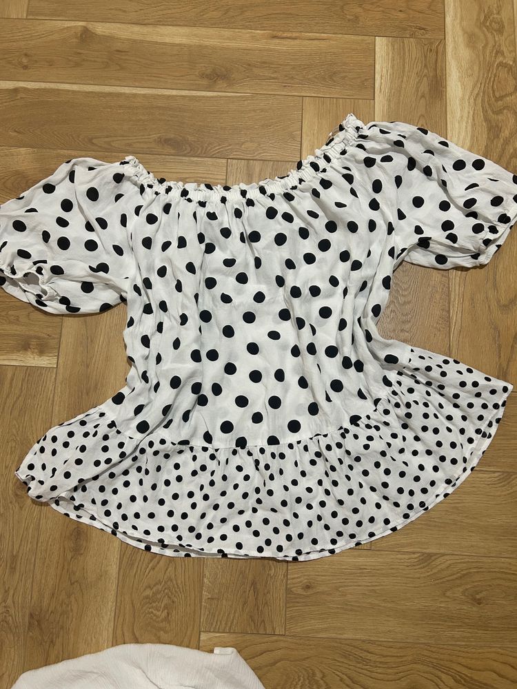 White Blouse With Black Polka Dots
