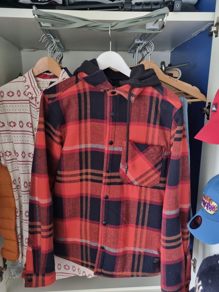 Jack & Jones Red And Black Plaid Hooded Shirt Jacket product image