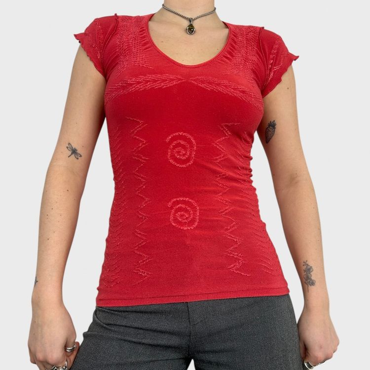 Marithé + François Girbaud Pink Mesh Stretch Top - S/M