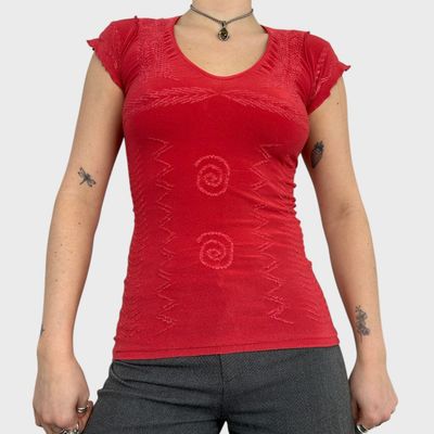 Marithé + François Girbaud Pink Mesh Stretch Top - S/M