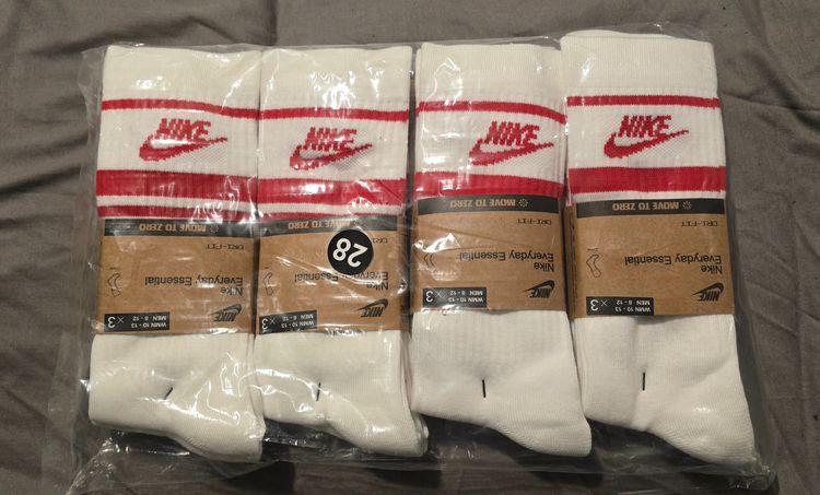 Nike White Socks With Red Logo