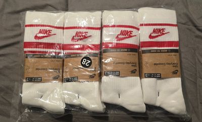 Nike White Socks With Red Logo