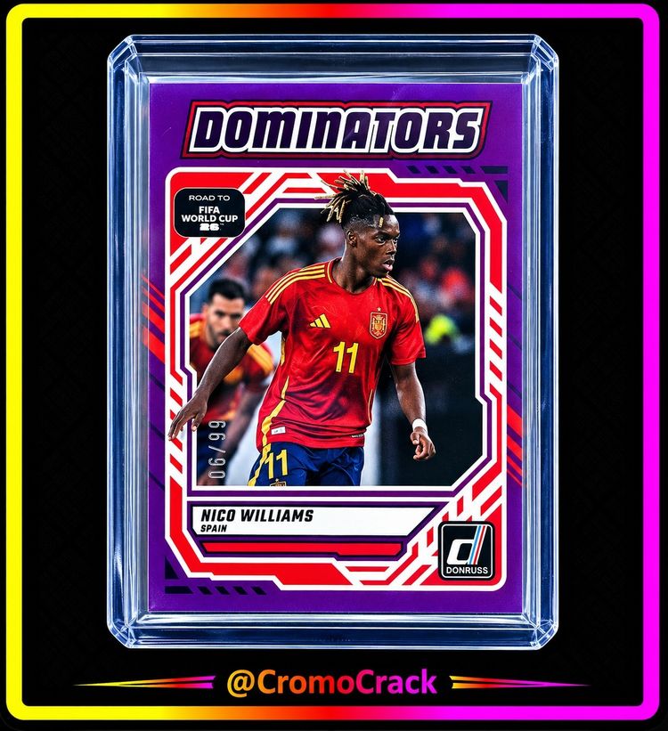/99 Nico Williams Dominators Purple Panini Donruss Road To World Cup 2026 obraz 1
