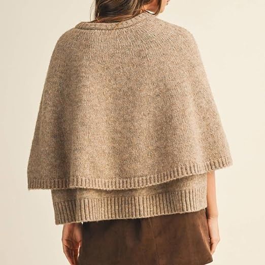 Beige Knitted Cape Cardigan imagen 4