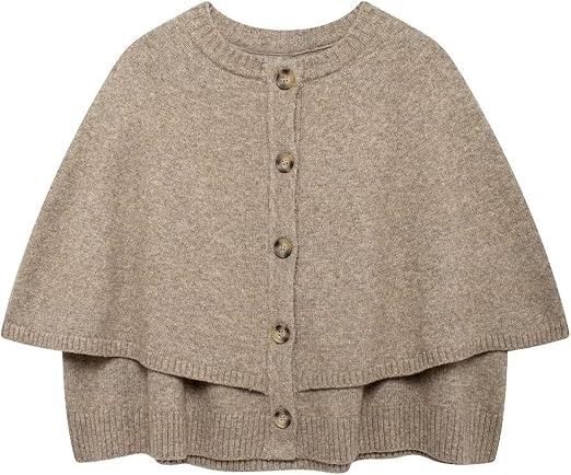 Beige Knitted Cape Cardigan imagen 2