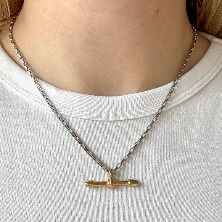 Other Silver Chain Necklace With Gold Bar Pendant product image