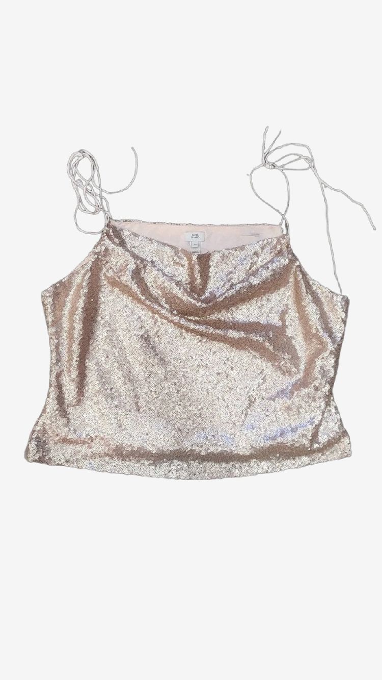 Sequin cowl neck top obraz 4