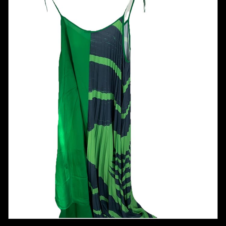Other Vanda Jacintho green and navy pleated dress product image