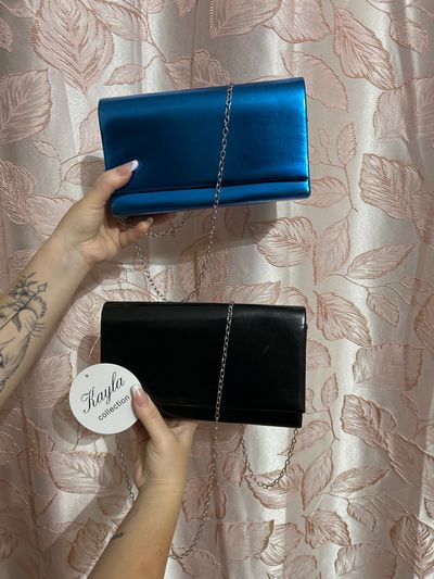 Metallic Blue Clutch Bag