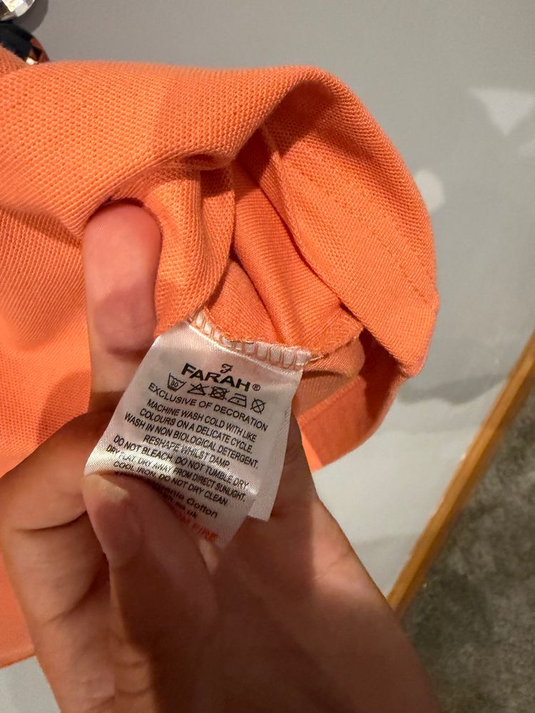Farah Men’s Modern Fit Polo Shirt Orange 100% Organic Cotton Size M BNWT image 6