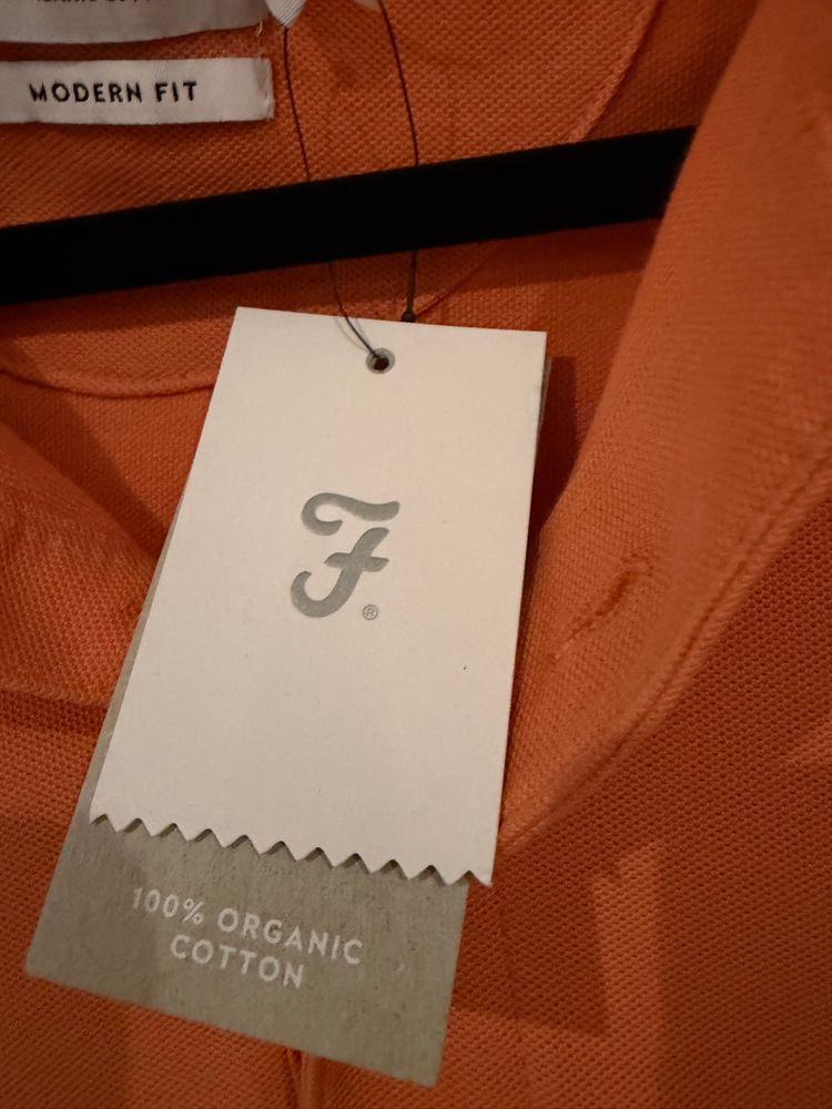 Farah Men’s Modern Fit Polo Shirt Orange 100% Organic Cotton Size M BNWT image 4