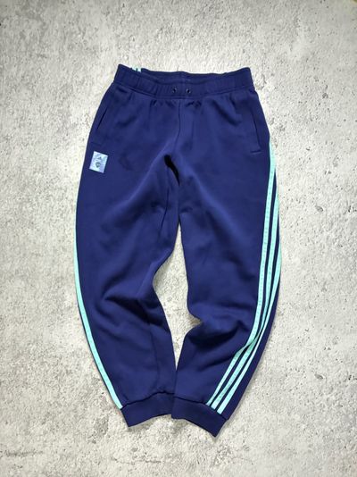 Navy Blue Track Pants With Light Blue Stripes
