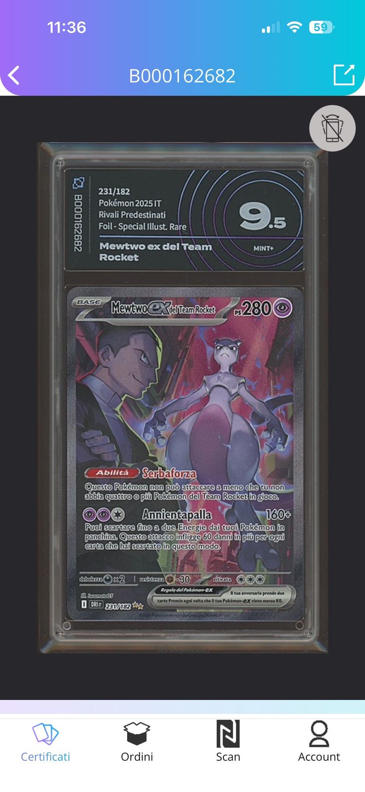 Pokémon Trading Card Mewtwo Ex Del Team Rocket image 1