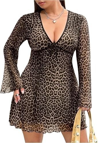 Leopard Print Long Sleeve Dress image 5