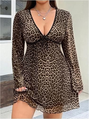 Leopard Print Long Sleeve Dress image 3