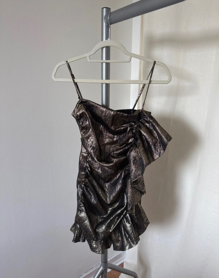 Zara Metallic Ruched Mini Dress image 1