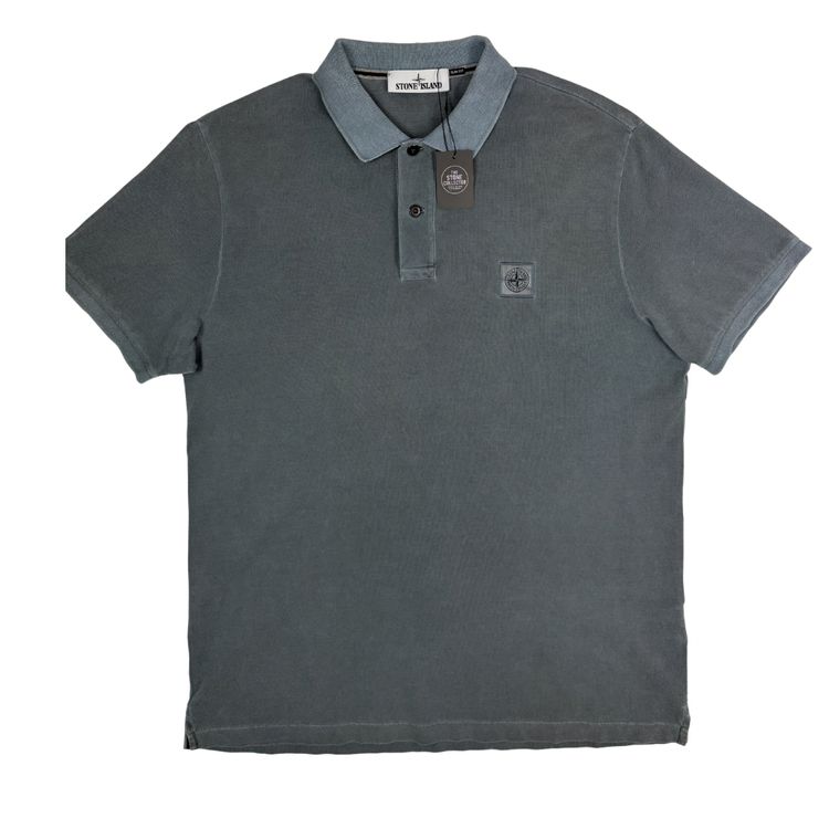 Polo Stone Island azul grisáceo manga corta - talla 2XL
