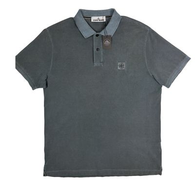 Polo Stone Island azul grisáceo manga corta - talla 2XL