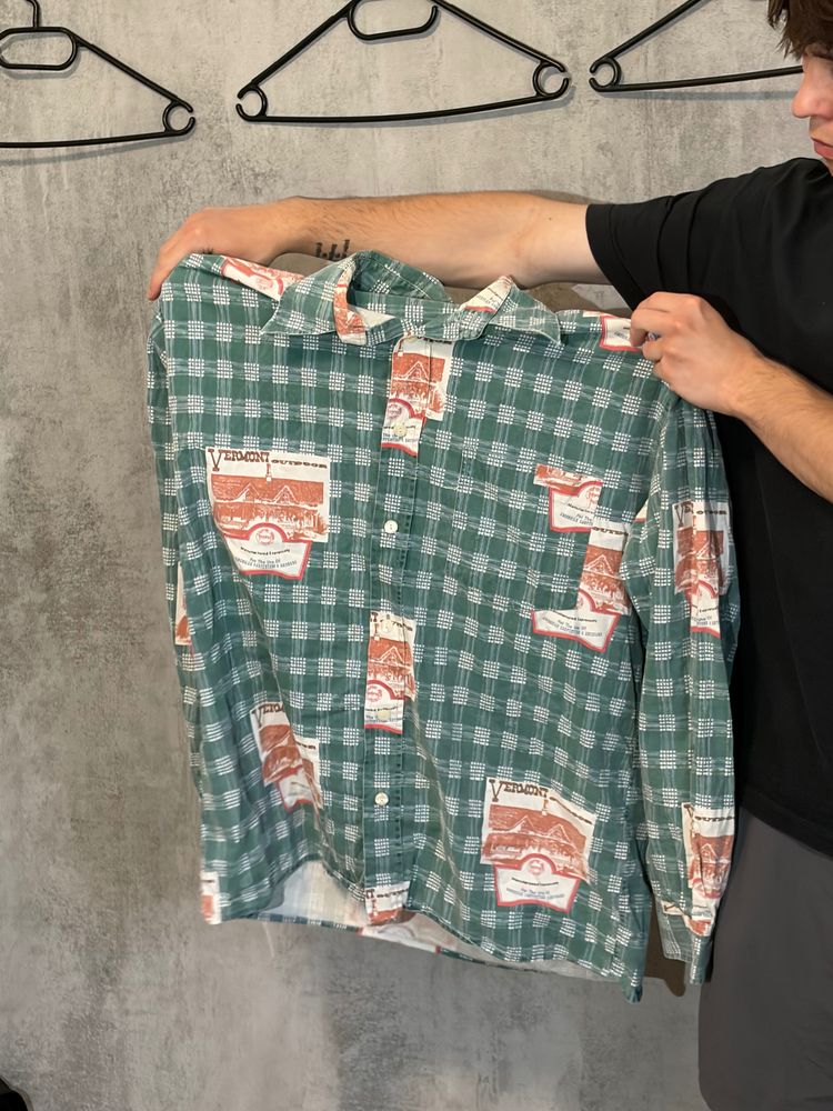 Other Green Checkered Long Sleeve Shirt With Printed Patches imagen del producto