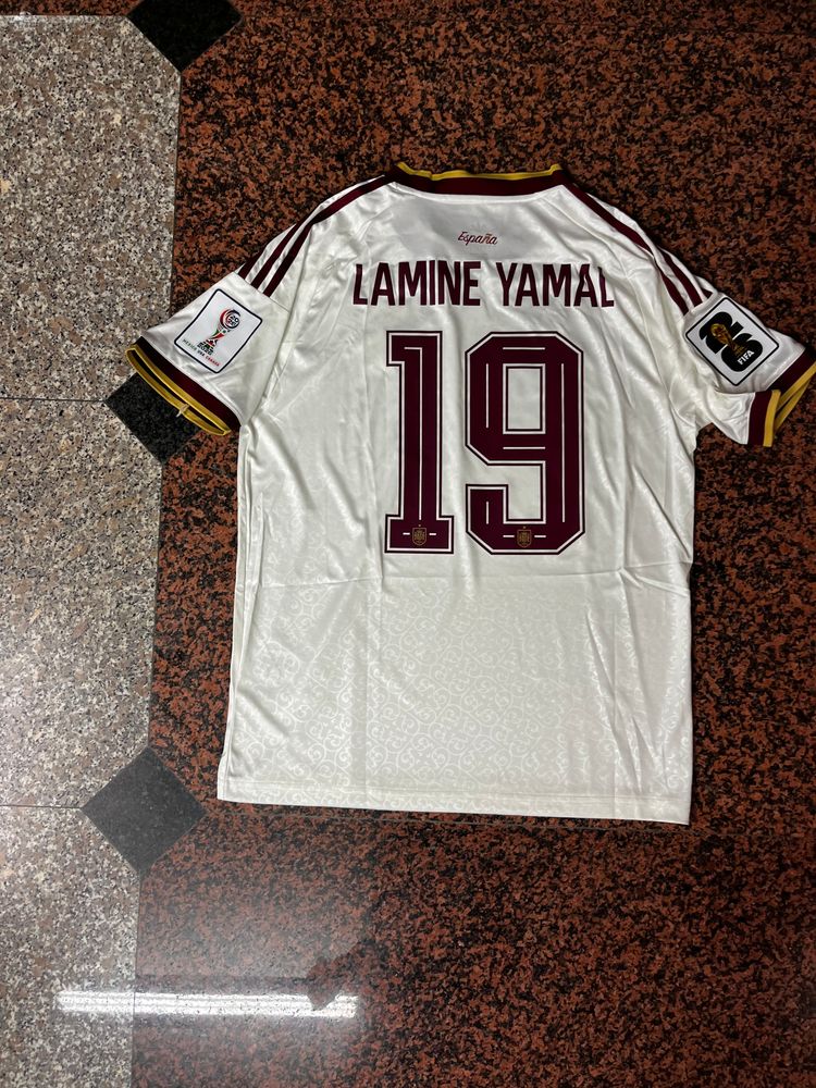 White Sports Jersey With Name Lamine Yamal And Number 19 image 1
