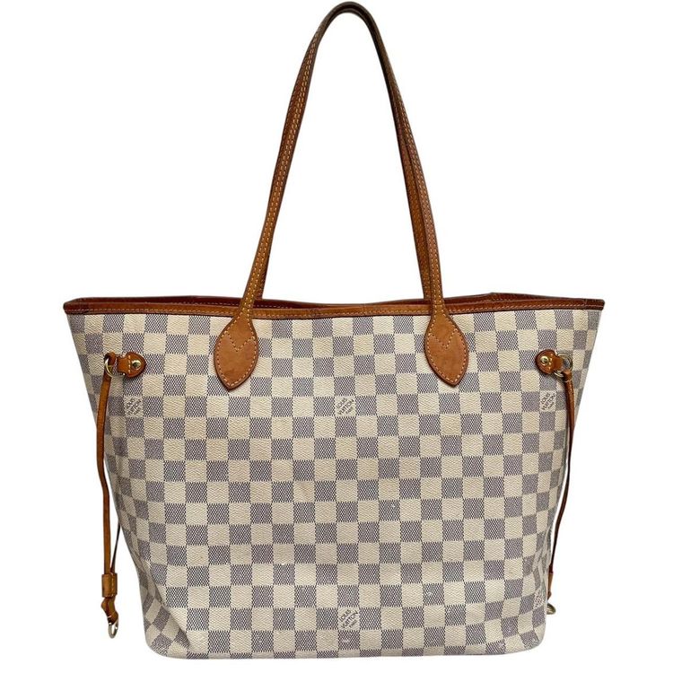 Pre-Loved Louis Vuitton Damier Azur Neverfull PM Canvas/Leather Tote Bag image 1