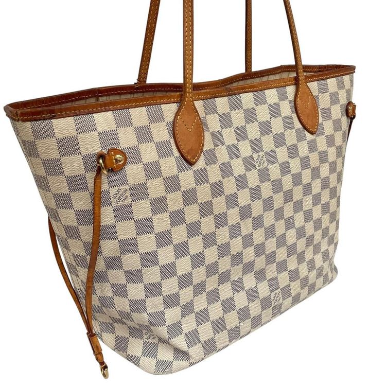 Pre-Loved Louis Vuitton Damier Azur Neverfull PM Canvas/Leather Tote Bag imagen 6
