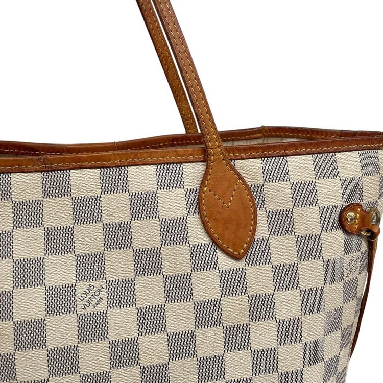 Pre-Loved Louis Vuitton Damier Azur Neverfull PM Canvas/Leather Tote Bag imagen 2