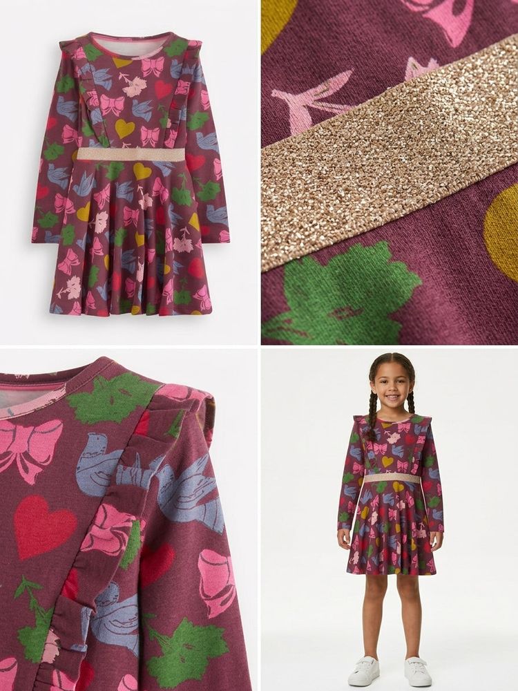 Mini Boden Girls Red Cora Twirly Jersey Dress In Red imagen 2