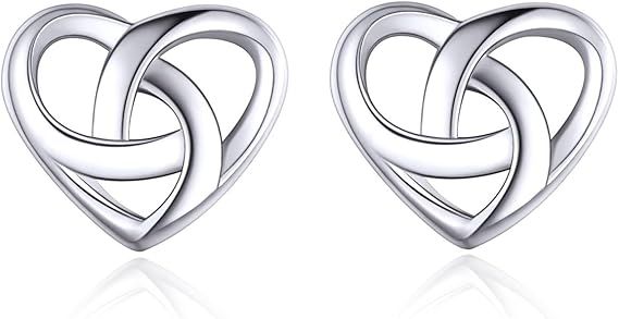 925 Sterling Silver Heart Knot Stud Earrings image 1