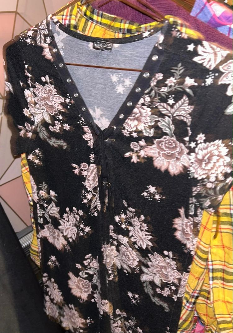 Black Floral Button-Up Shirt