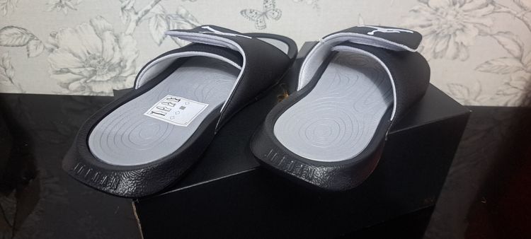 Jordan Hydro 6 Black White Wolf Grey Slides UK 8 EUR 42.5Brand New FullBox BNIB image 2