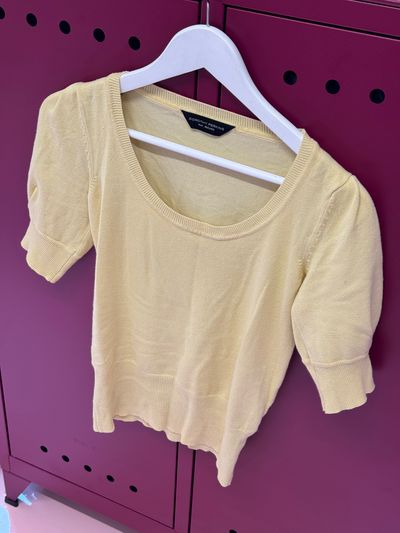 Yellow Short Sleeve Knit Top
