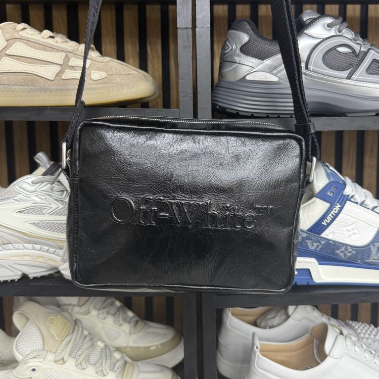 Off-White Cracked Leather Messenger Bag image 1