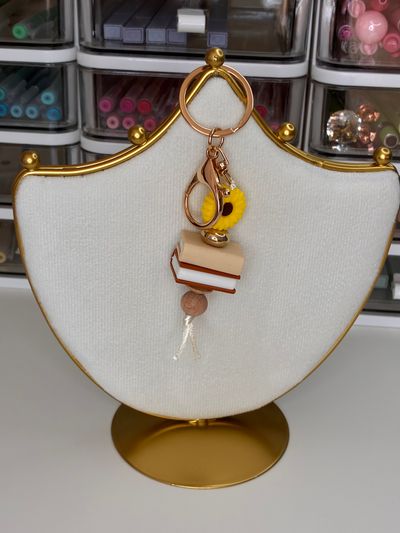 Keychain With Sunflower And Book Charms