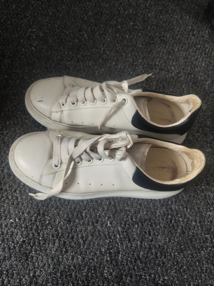 Alexander Mcqueen White Sneakers With Black Heel Tab 42.5 
