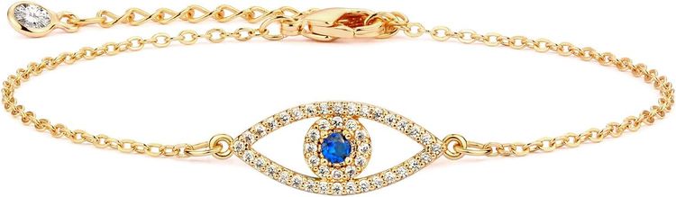 Gold Bracelet With Evil Eye Charm image 1