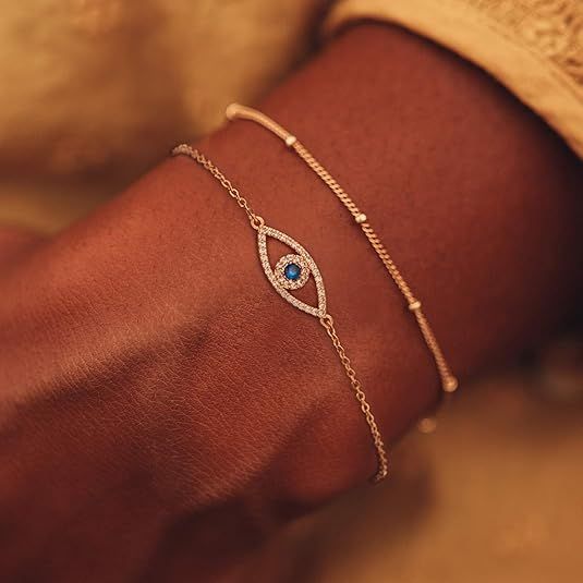 Gold Bracelet With Evil Eye Charm image 3