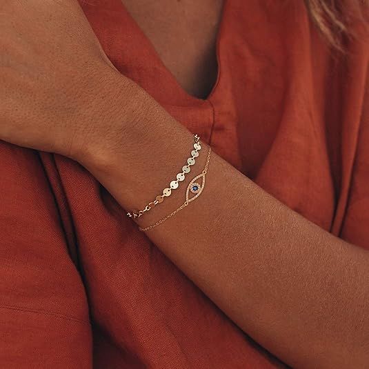 Gold Bracelet With Evil Eye Charm image 4